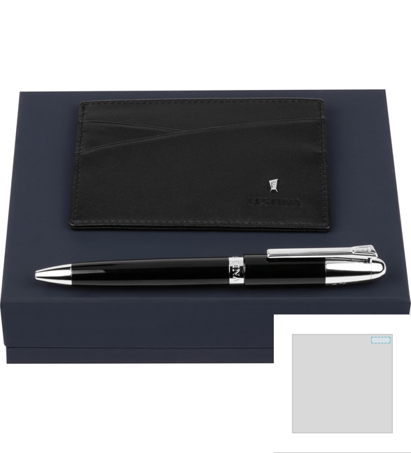 Classicals Black Card Holder + Classicals Chrome Black Ballpoint Pen Set - Festina™ Classicals Black Card Holder + Classicals Chrome Black Ballpoint Pen Set - Festina™