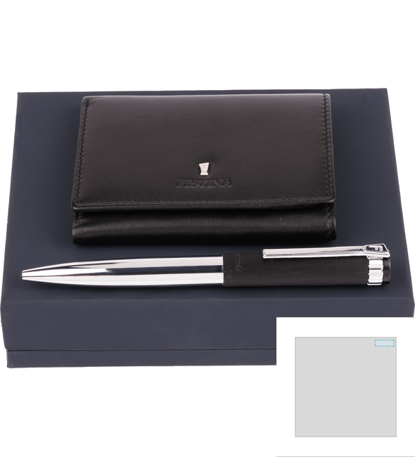Classicals sort trifold kortholdersæt + Prestige sort krom kuglepen - Festina™ Classicals sort trifold kortholdersæt + Prestige sort krom kuglepen - Festina™