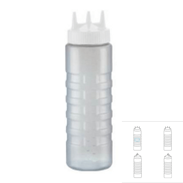 Plastikowy słoik na ciepły sos z 3 wylewkami Plastikowy słoik na ciepły sos z 3 wylewkami