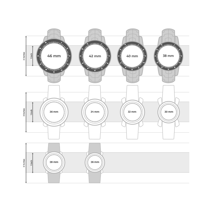 Mens wrist watch size chart sale