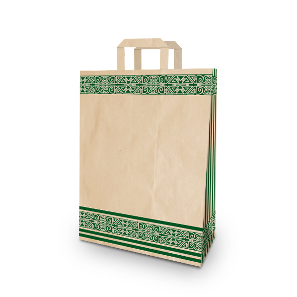 Bolsa de papel vertical con asas planas "Patrón Verde" Bolsa de papel vertical con asas planas "Patrón Verde"