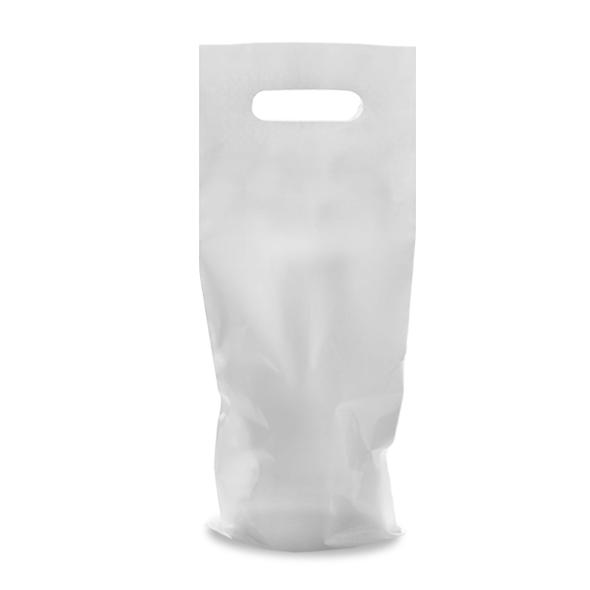 Sac en plastique avec poignées découpées pour 1 bouteille Sac en plastique avec poignées découpées pour 1 bouteille