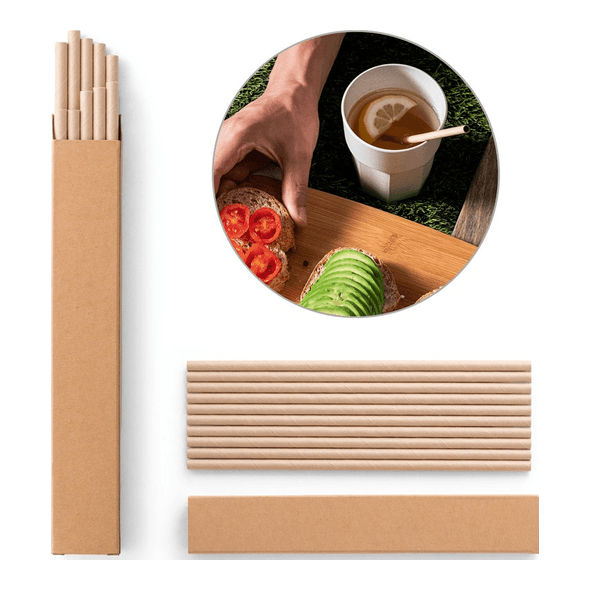 Lot de 10 pailles en papier kraft LAMONE Lot de 10 pailles en papier kraft LAMONE